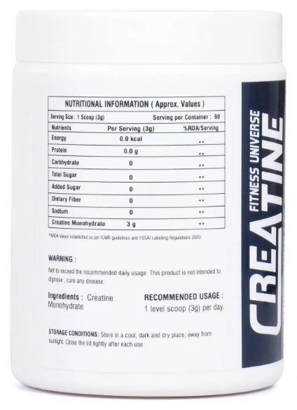 Fitness Universe® Creatine Monohydrate 270g Unflavoured